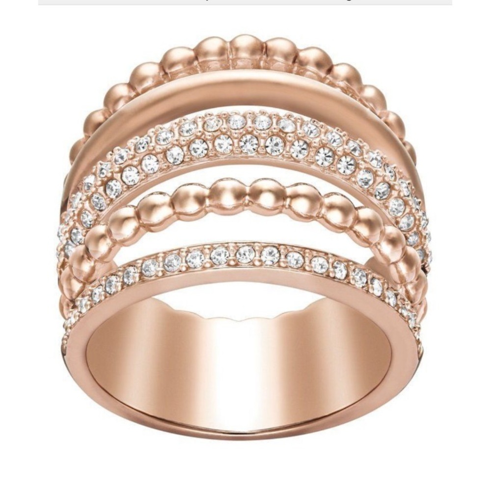 Swarovski Gold and Silver Statement Ring with Crystals